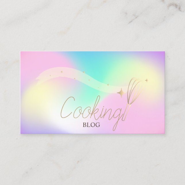Elegant Modern,Whisk,Cooking Holographic Business Card (Front)