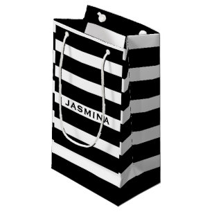Elegant Modern White And Black Stripes Pattern 2 Small Gift Bag