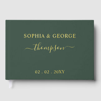 Elegant Modern White and Gold Wedding Guest Book