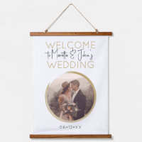 Elegant Modern White And Gold Wedding Welcome Sign