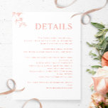 Elegant Modern White, Blush, Peach Wedding Details Enclosure Card<br><div class="desc">Elegant white, blush, and peach vertical Wedding details enclosure card with all text sections available for customisation, so you can add any information you like. Design with modern typography and minimal style with subtle hand-drawn blush pink and peach botanical detail. If needed, you can select "edit using design tool" and...</div>