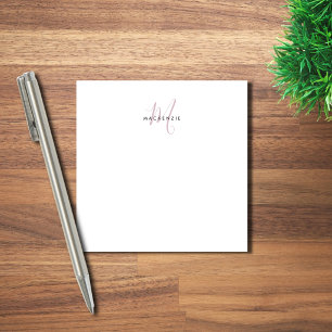 Elegant Modern White Blush Pink Script Monogram Post-it Notes