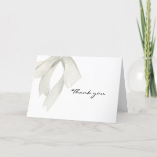 Elegant Modern white Bow She's Tying the Knot Thank You Card