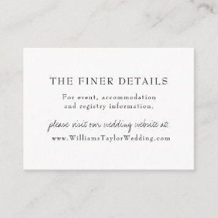 Elegant Modern White Calligraphy Wedding Website Enclosure Card