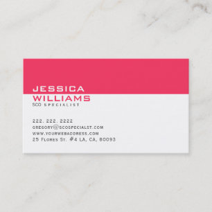 Elegant Modern White & Deep Pink SEO Specialist Business Card