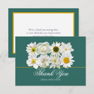 Elegant Modern White Flower Wedding Thank You Card