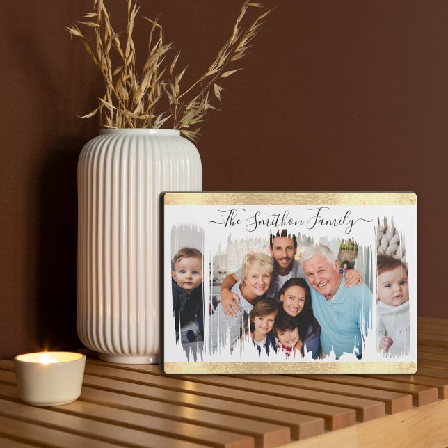  Elegant Modern White & Gold Add Your Photo Family Plaque (Creator Uploaded)