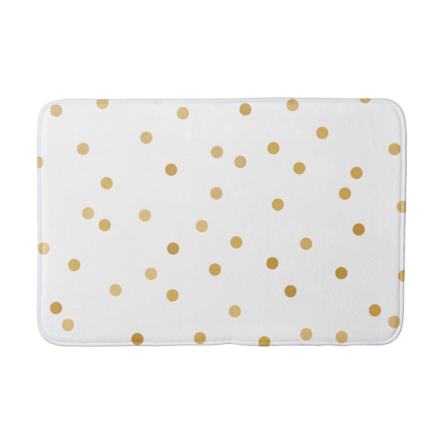 Elegant Modern White Gold Confetti Dots Bath Mat (Front)