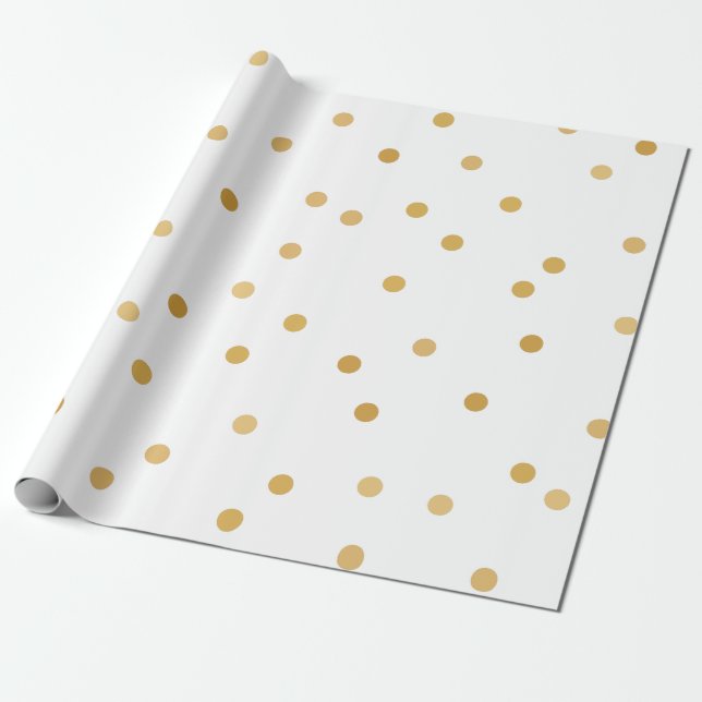 Elegant Modern White Gold Confetti Dots Wrapping Paper (Unrolled)