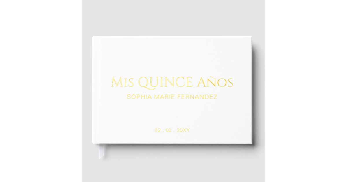 Elegant Modern White Gold Photo Quinceañera Guest Book Zazzle.co.nz