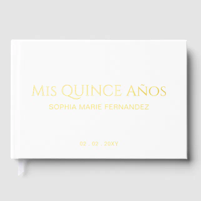 Elegant Modern White Gold Photo Quinceañera Guest Book Zazzle.co.nz