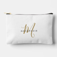 Elegant Modern White Gold Script Monogram