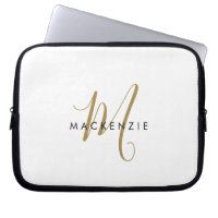 Elegant Modern White Gold Script Monogram