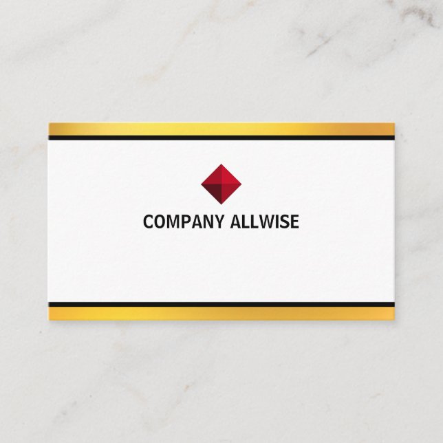 Elegant Modern White & Gold  Stripes Business Card (Front)