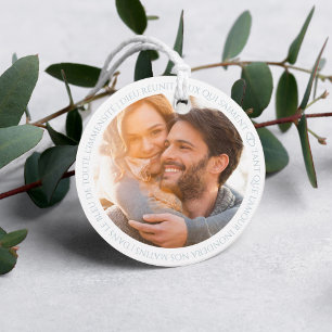 Elegant Modern White Grey Photo Wedding Favour Tags