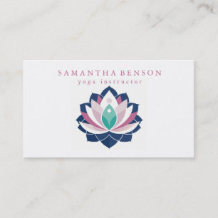 Elegant Modern white Lotus Flower Logo Yoga Business Card