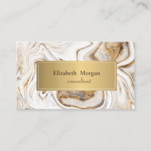 Elegant Modern White Marble Gold  Business Card