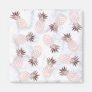 elegant modern white marble rose gold pineapple magnet