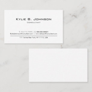Elegant Modern White Minimalist Personalised Business Card