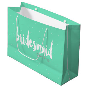 elegant modern white mint bridesmaid large gift bag
