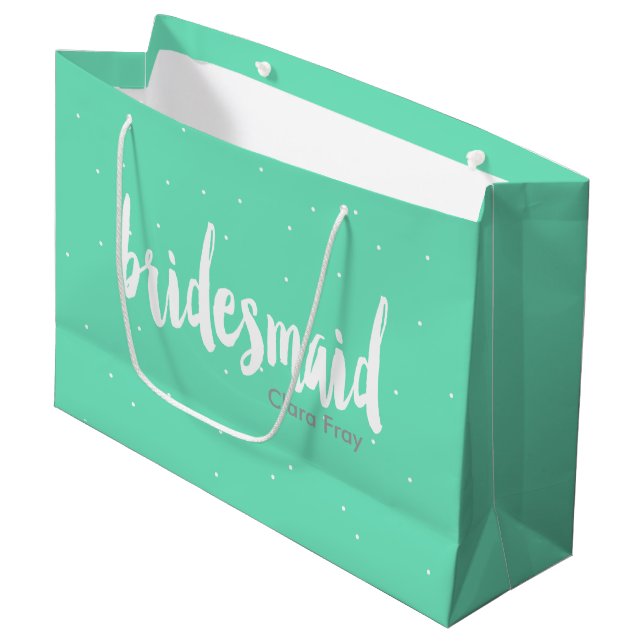 elegant modern white mint bridesmaid large gift bag (Front Angled)
