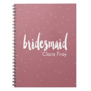 elegant modern white pink bridesmaid spiral notebook