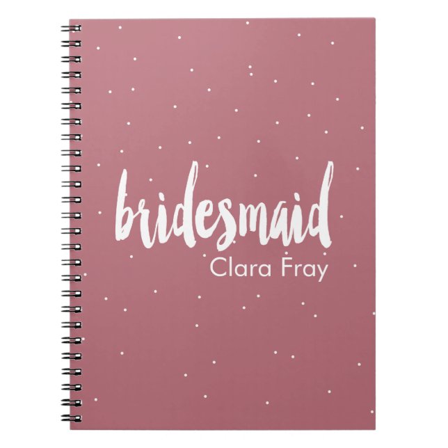 elegant modern white pink bridesmaid spiral notebook (Front)