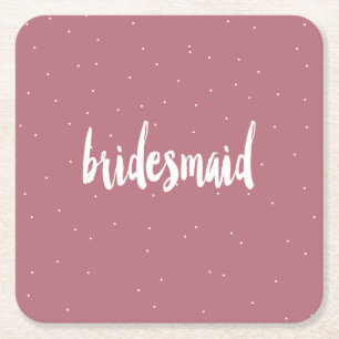 elegant modern white pink bridesmaid square paper coaster