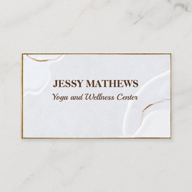 ELEGANT MODERN WHITE PROFESSIONAL YOGA WELLNESS BU BUSINESS CARD (Front)