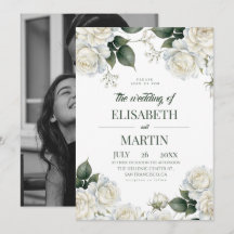 Elegant Modern White Rose Florals Wedding