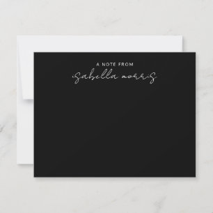 Elegant Modern White Script Black Card