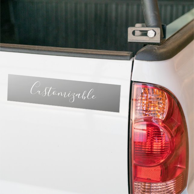 Elegant Modern White Script Writing Grey Gradient  Bumper Sticker (On Truck)