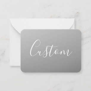 Elegant Modern White Script Writing Grey Gradient  Card