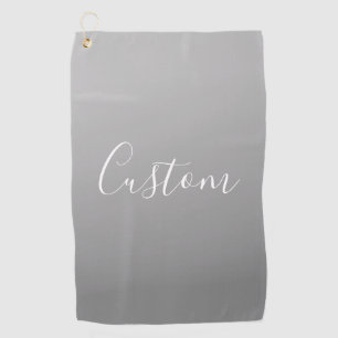 Elegant Modern White Script Writing Grey Gradient Golf Towel