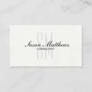 Elegant Modern White Simple Script Monogram Business Card