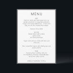 Elegant Modern White Simple Wedding Menu Card<br><div class="desc">This modern wedding menu design brings a clean, elevated look to reception tables and place settings. The minimalist layout and refined typography create a polished presentation that complements contemporary and classic wedding décor. Ideal for couples hosting a thoughtfully curated dinner, it pairs beautifully with coordinated invitation suites and day-of stationery....</div>