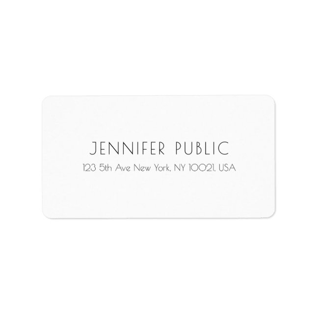 Elegant Modern White Trendy Minimalist Template Label (Front)