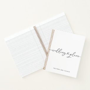 Elegant Modern White Wedding Plans Heart Notebook