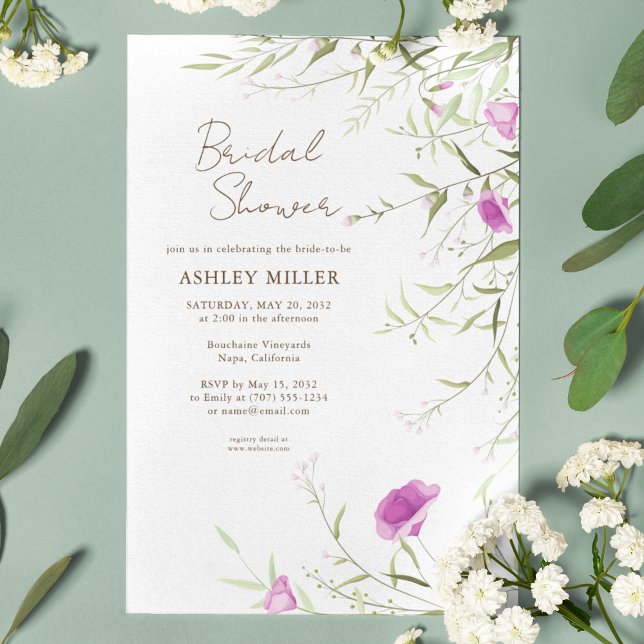 Elegant Modern Wildflower Bridal Shower Invitation (Creator Uploaded)