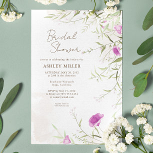 Elegant Modern Wildflower Bridal Shower Invitation