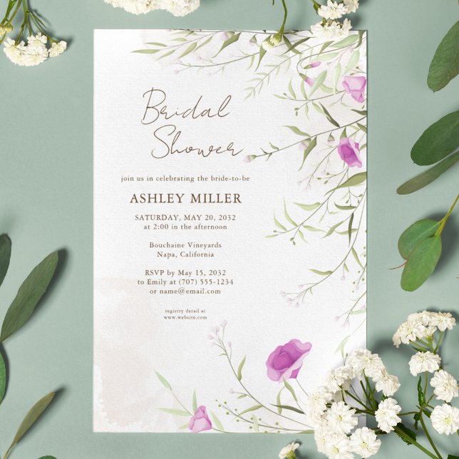 Elegant Modern Wildflower Bridal Shower Invitation (Creator Uploaded)