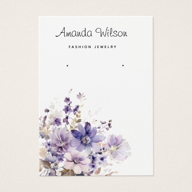 Elegant modern wildflower earring display card  (Front)