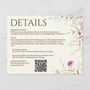 Elegant Modern Wildflower Off-White Wedding Enclosure Card