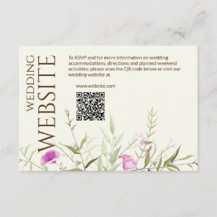 Elegant Modern Wildflower Off-White Wedding Enclosure Card