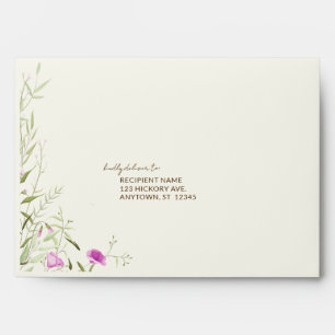 Elegant Modern Wildflower Off-White Wedding Envelope