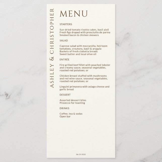 Elegant Modern Wildflower Off-White Wedding Menu (Front)