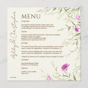 Elegant Modern Wildflower Off-White Wedding Menu