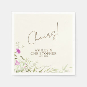 Elegant Modern Wildflower Off-White Wedding Napkin