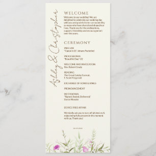 Elegant Modern Wildflower Off-White Wedding Programme