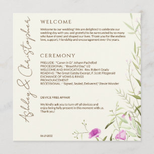 Elegant Modern Wildflower Off-White Wedding Programme